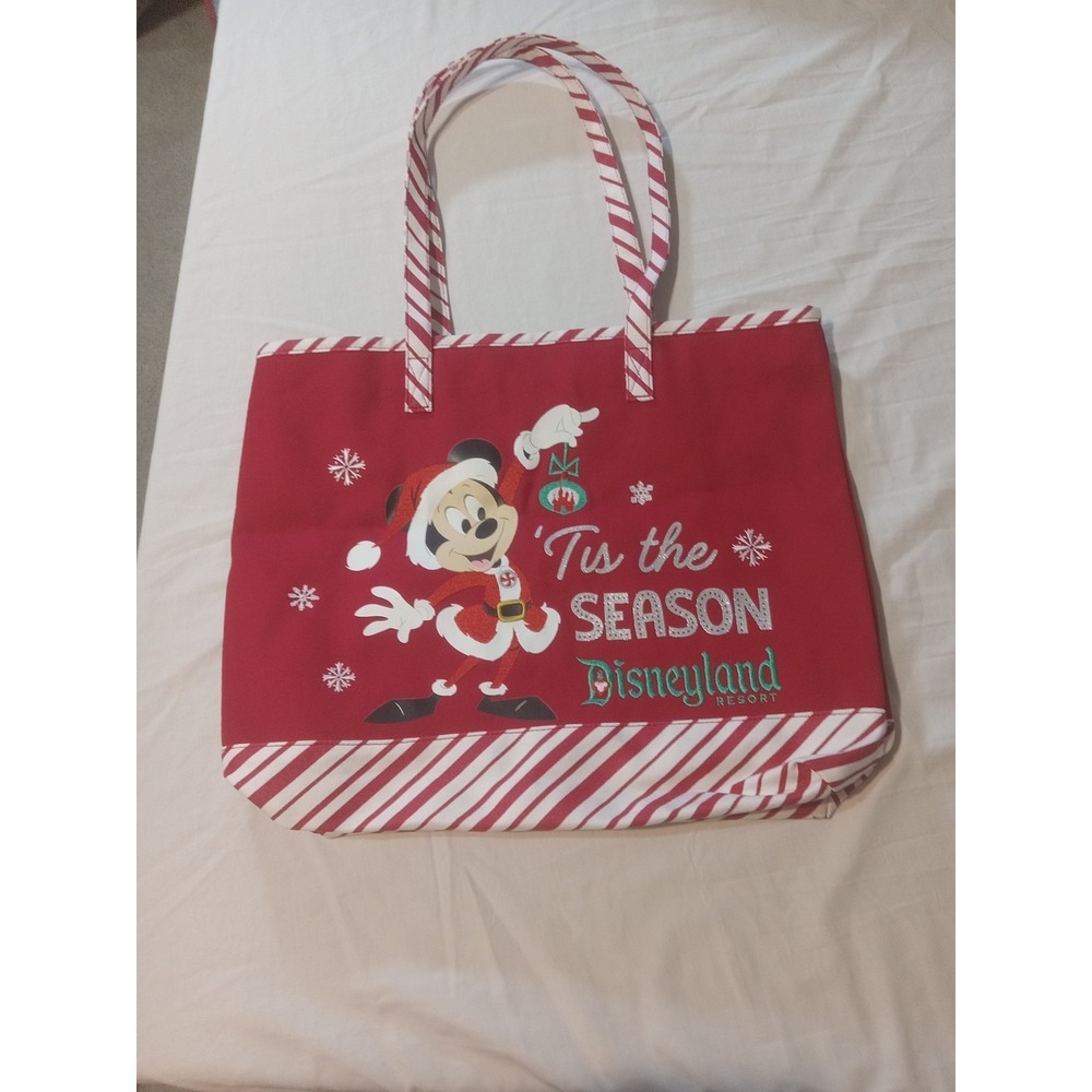 Walt Disney World 'Tis The Season Santa Mickey Christmas Tote Bag FREE SHIP Read